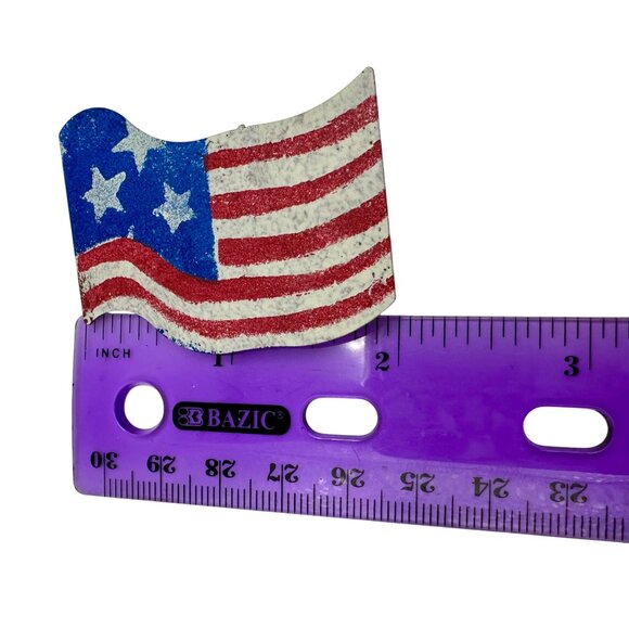 Flag Pin Brooch Handmade USA Patriotic Waving Metal Painted - Picture 5 of 6
